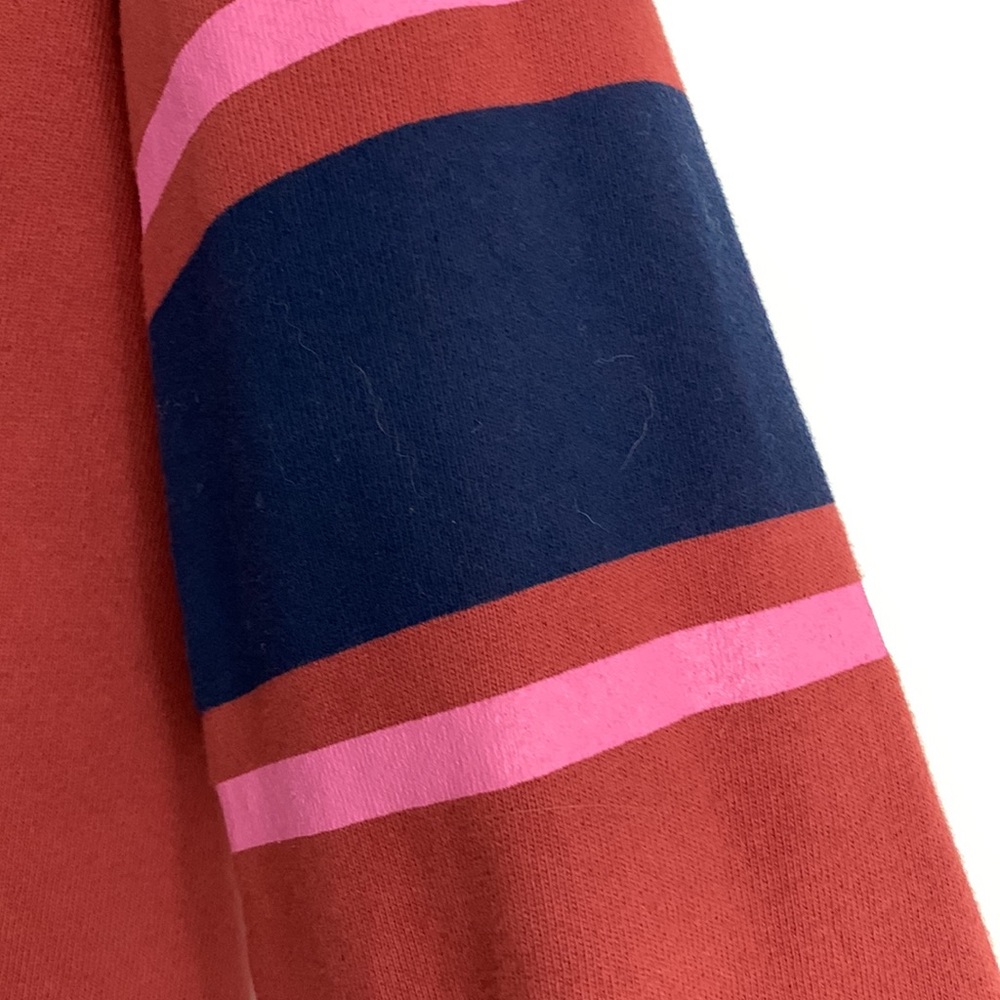 NEW! REVOLVE Sundry Brand Orange Crewneck Sweatshirt / Navy RUGBY STRIPES / RARE - Picture 2 of 8